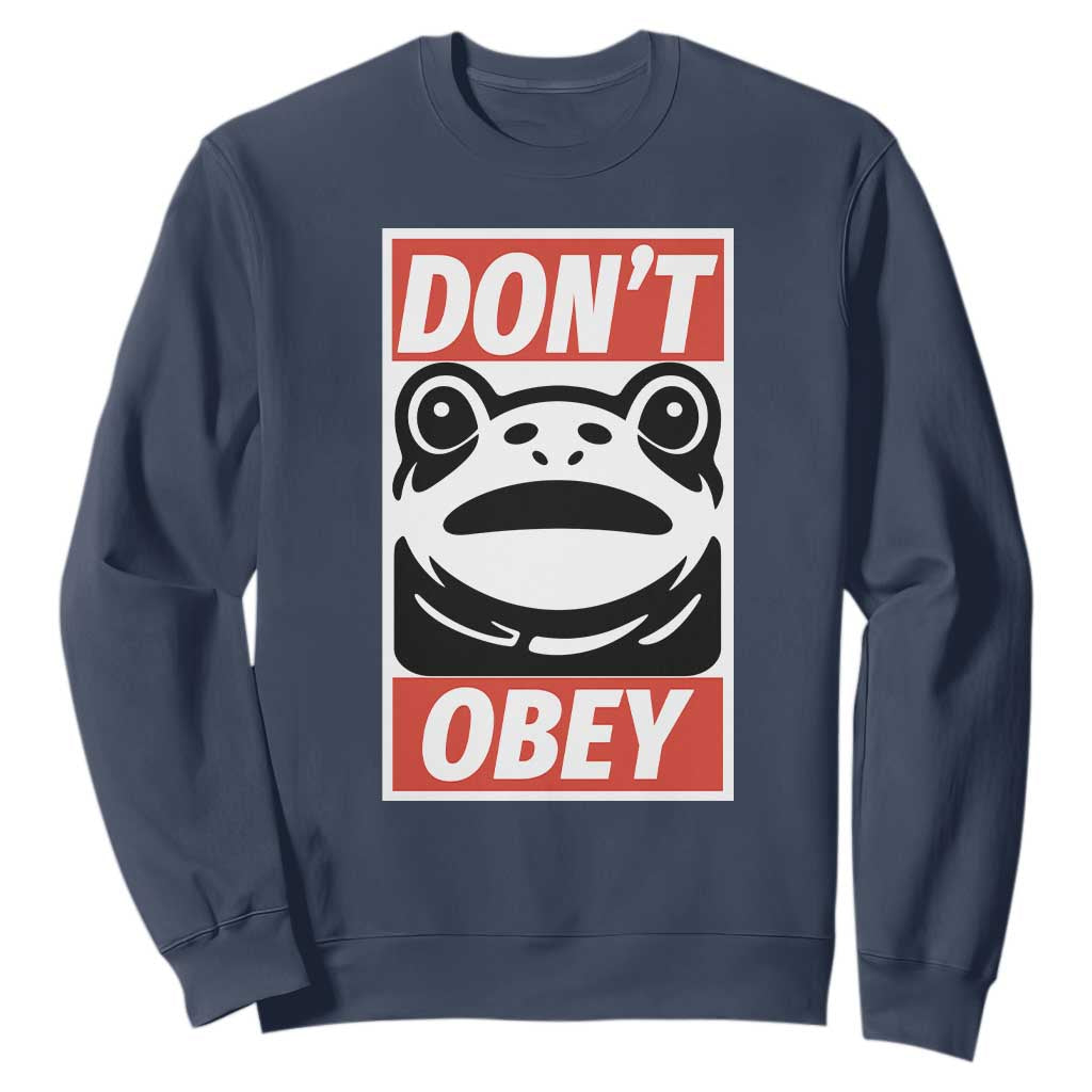 Don't Obey Portland Frog Sweatshirt Protest Parody Poster Graphic TS02 Navy Print Your Wear