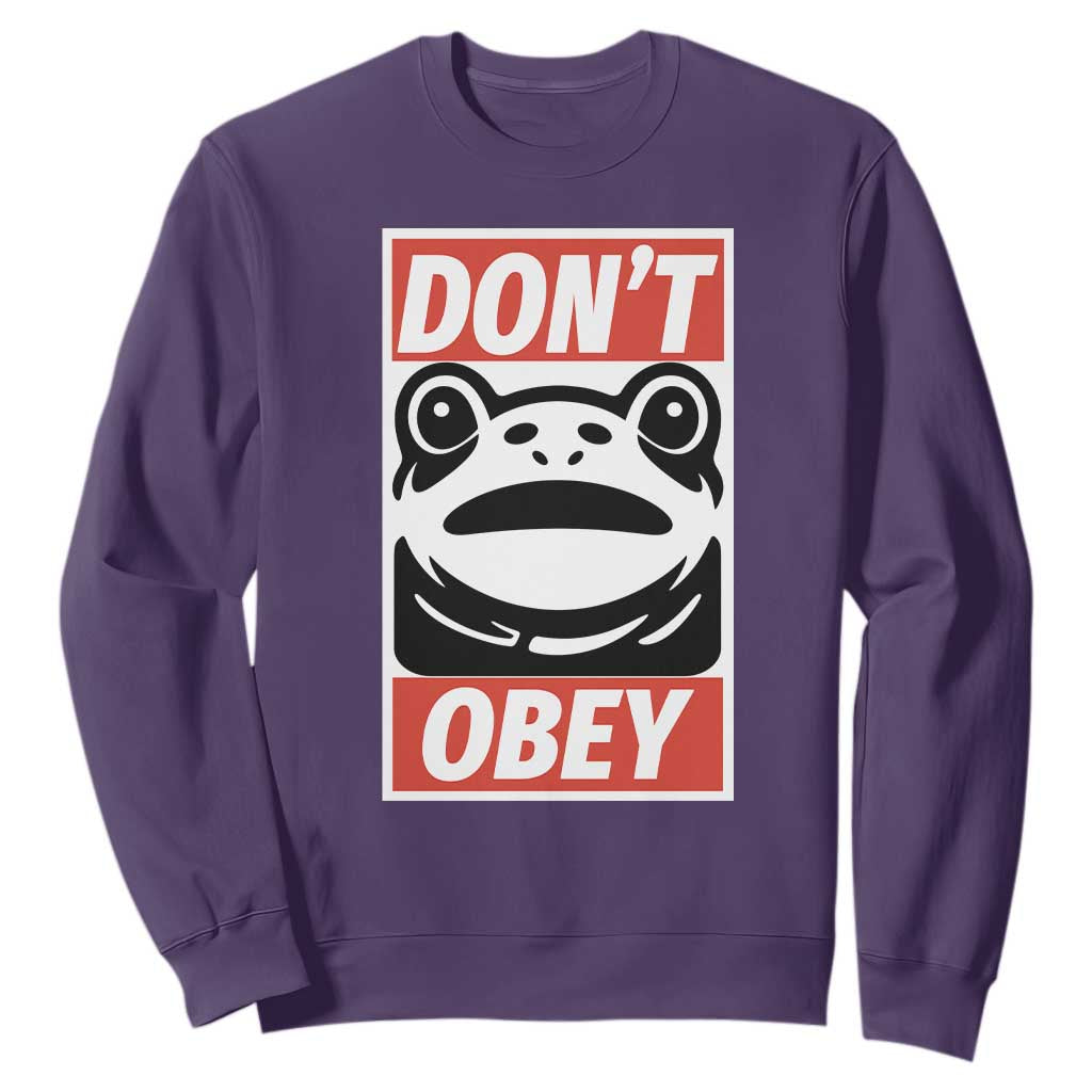 Don't Obey Portland Frog Sweatshirt Protest Parody Poster Graphic TS02 Purple Print Your Wear