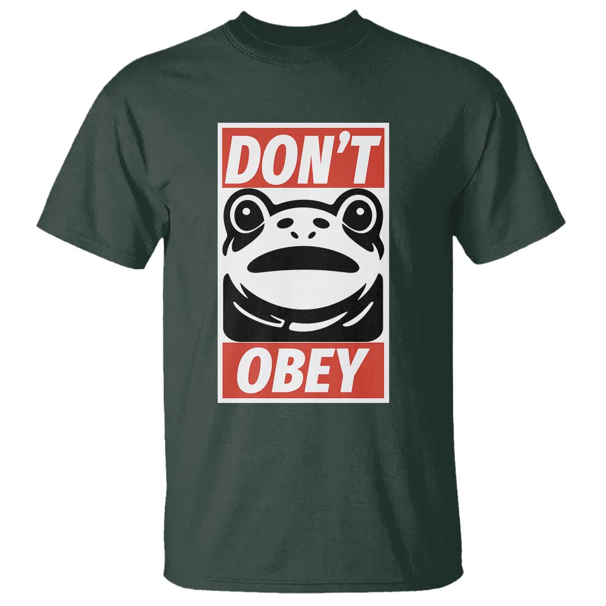 Don't Obey Portland Frog T Shirt Protest Parody Poster Graphic TS02 Dark Forest Green Print Your Wear