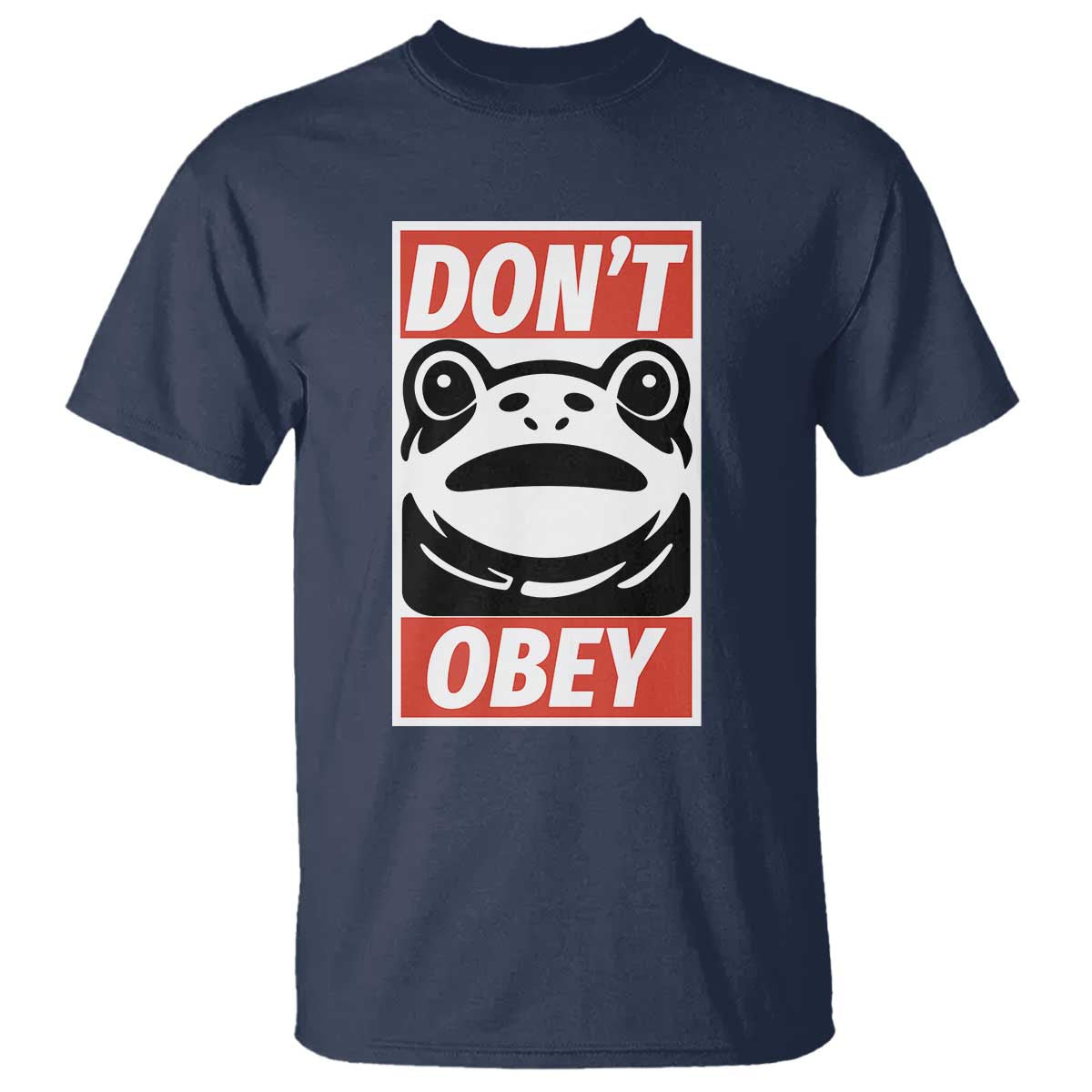 Don't Obey Portland Frog T Shirt Protest Parody Poster Graphic TS02 Navy Print Your Wear