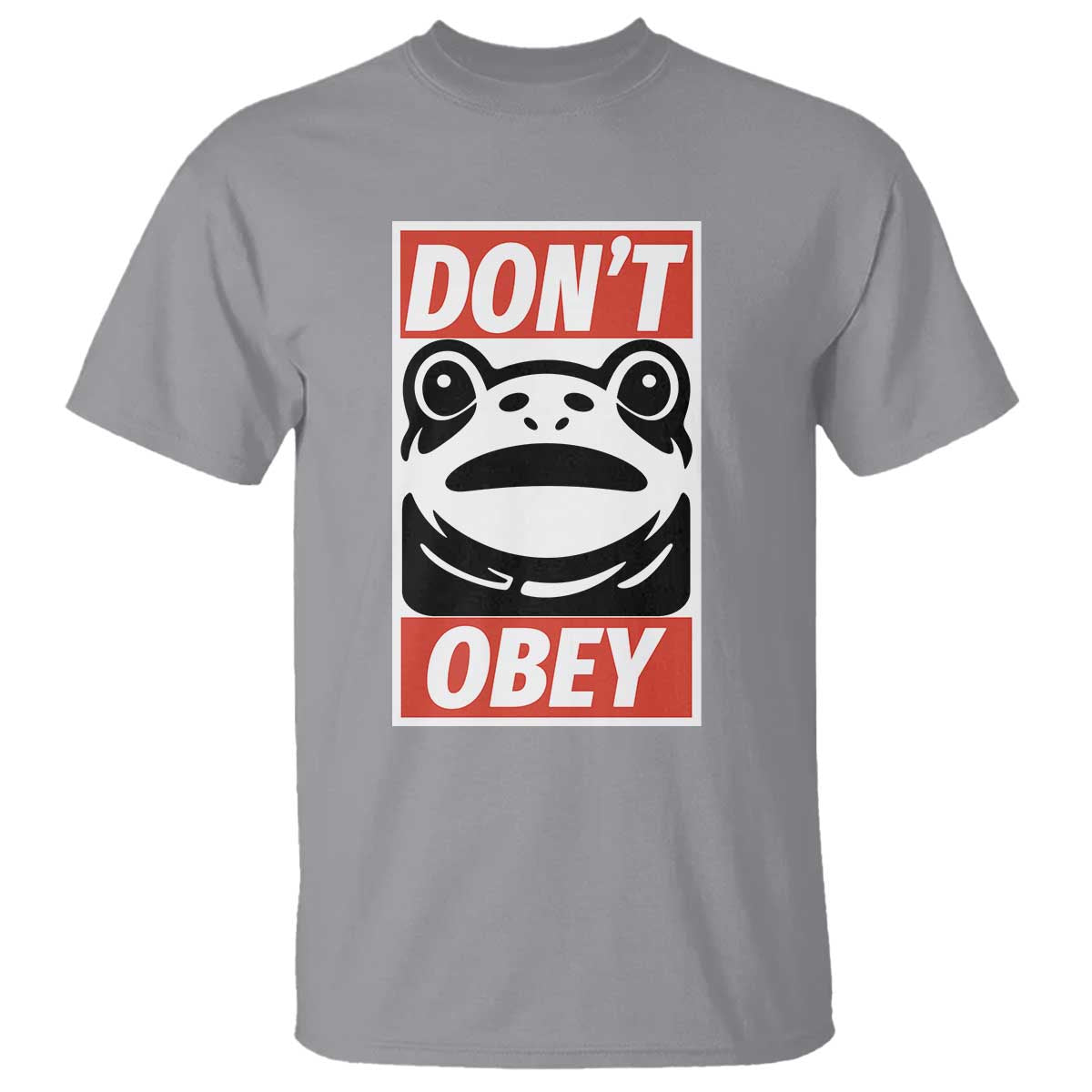 Don't Obey Portland Frog T Shirt Protest Parody Poster Graphic TS02 Sport Gray Print Your Wear