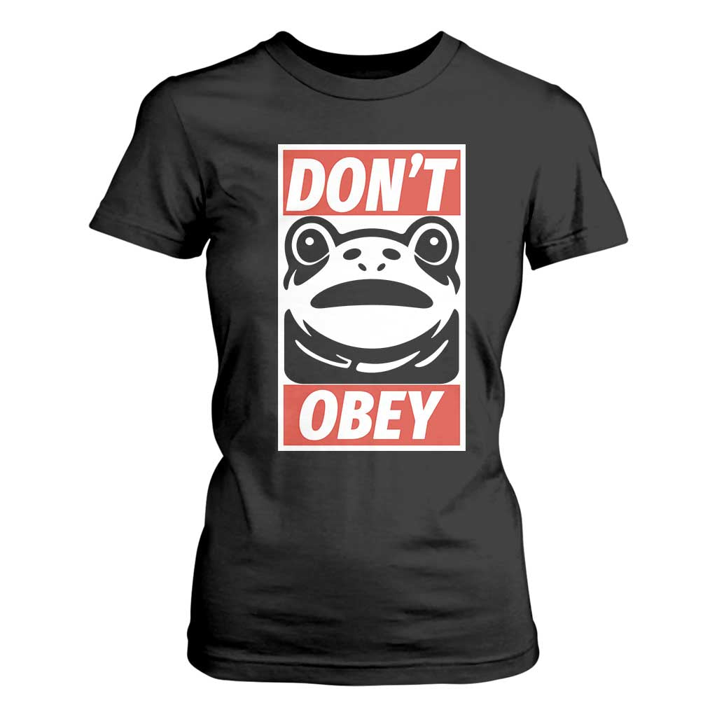 Don't Obey Portland Frog T Shirt For Women Protest Parody Poster Graphic TS02 Black Print Your Wear