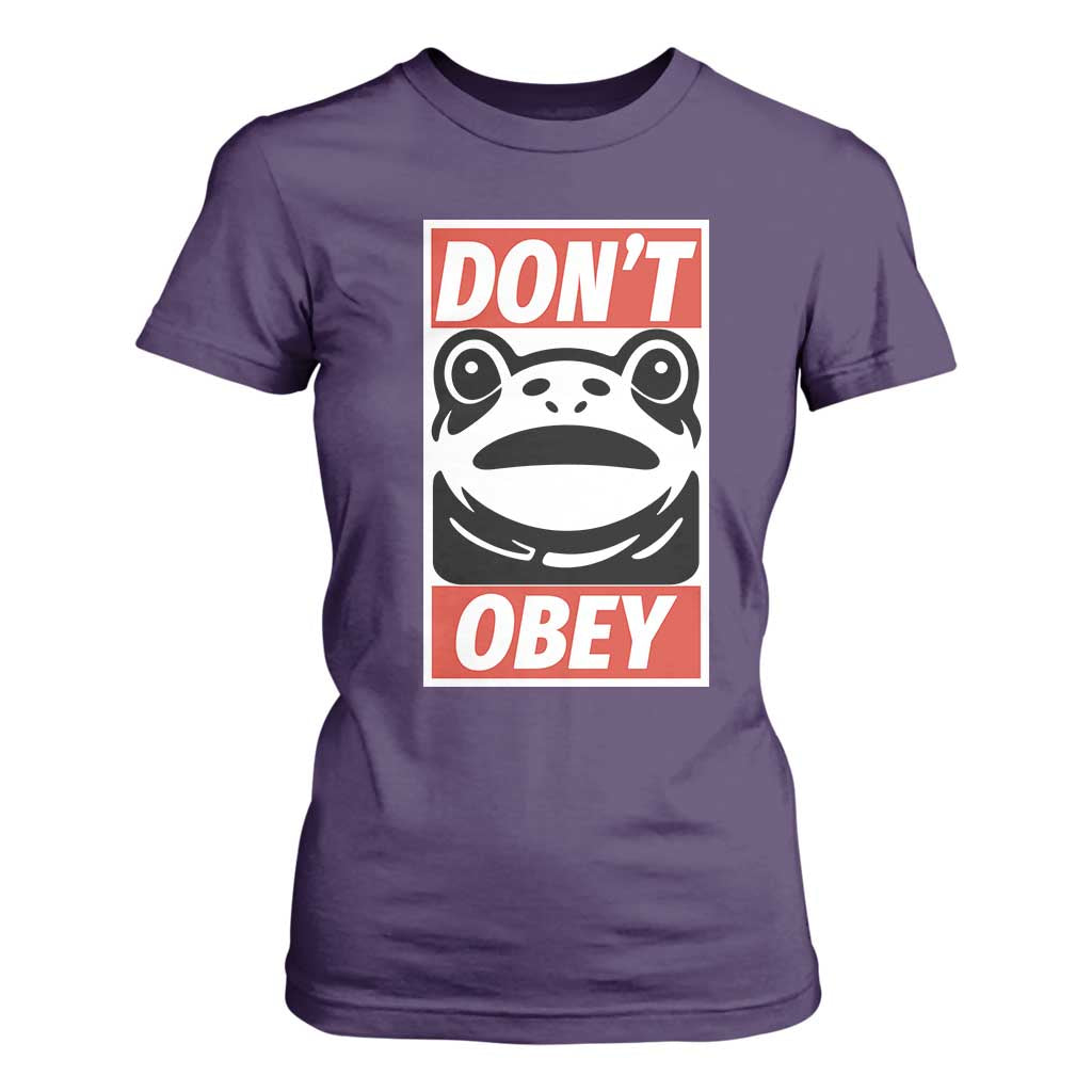 Don't Obey Portland Frog T Shirt For Women Protest Parody Poster Graphic TS02 Purple Print Your Wear