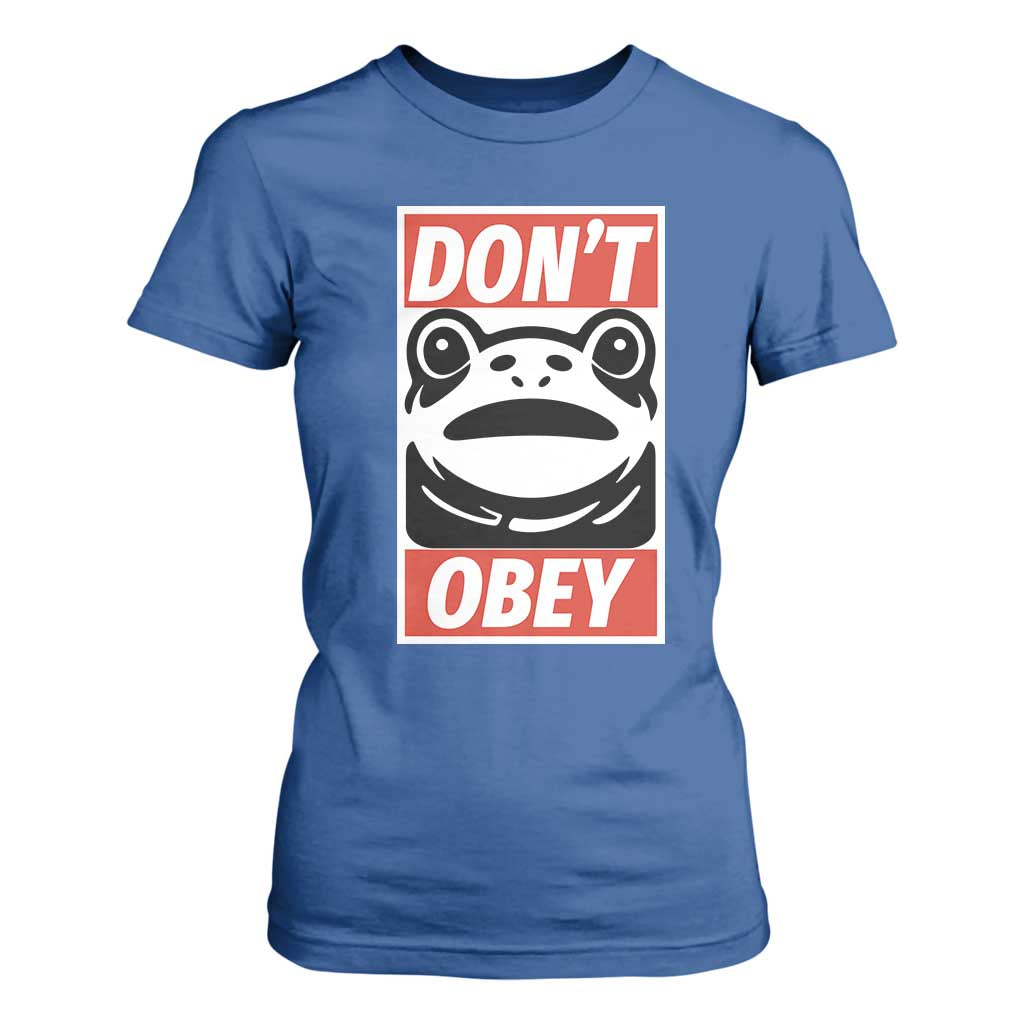 Don't Obey Portland Frog T Shirt For Women Protest Parody Poster Graphic TS02 Royal Blue Print Your Wear