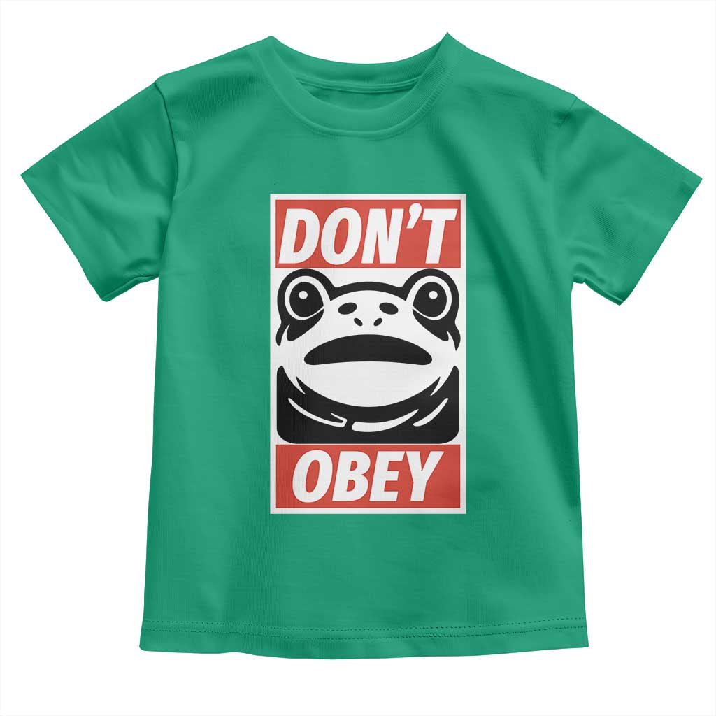 Don't Obey Portland Frog Toddler T Shirt Protest Parody Poster Graphic TS02 Irish Green Print Your Wear