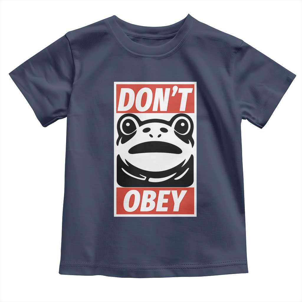Don't Obey Portland Frog Toddler T Shirt Protest Parody Poster Graphic TS02 Navy Print Your Wear