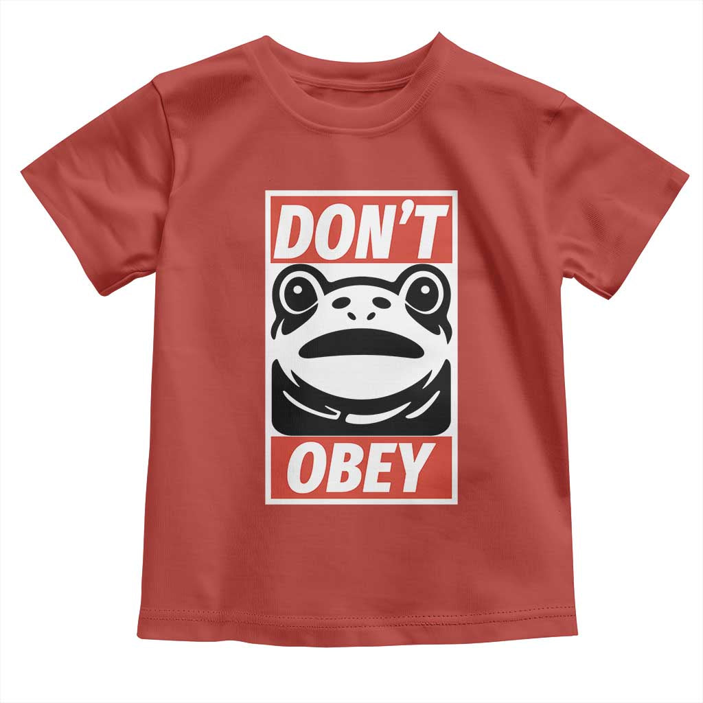 Don't Obey Portland Frog Toddler T Shirt Protest Parody Poster Graphic TS02 Red Print Your Wear