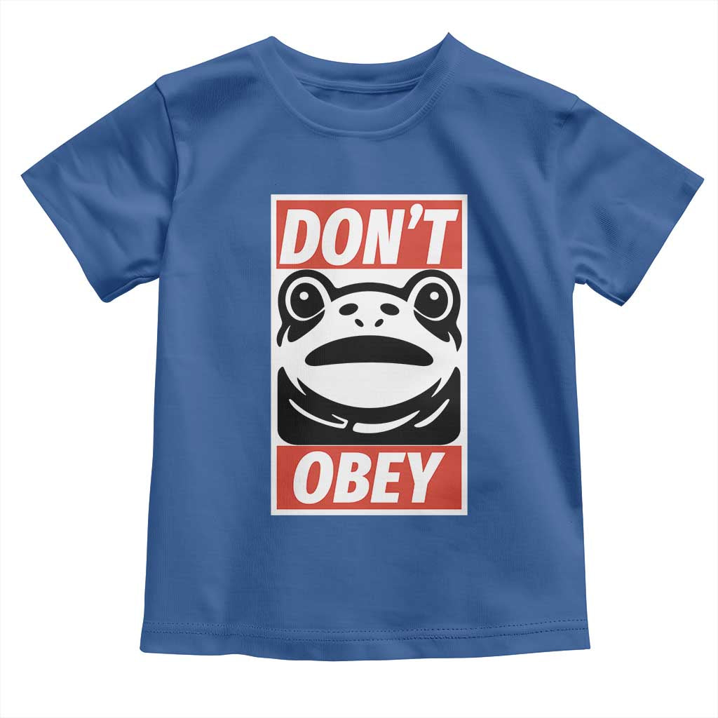 Don't Obey Portland Frog Toddler T Shirt Protest Parody Poster Graphic TS02 Royal Blue Print Your Wear