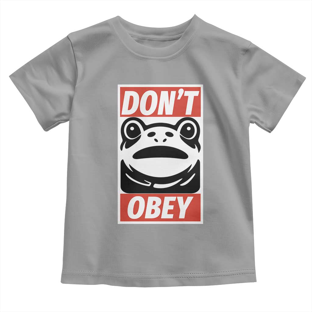 Don't Obey Portland Frog Toddler T Shirt Protest Parody Poster Graphic TS02 Sport Gray Print Your Wear