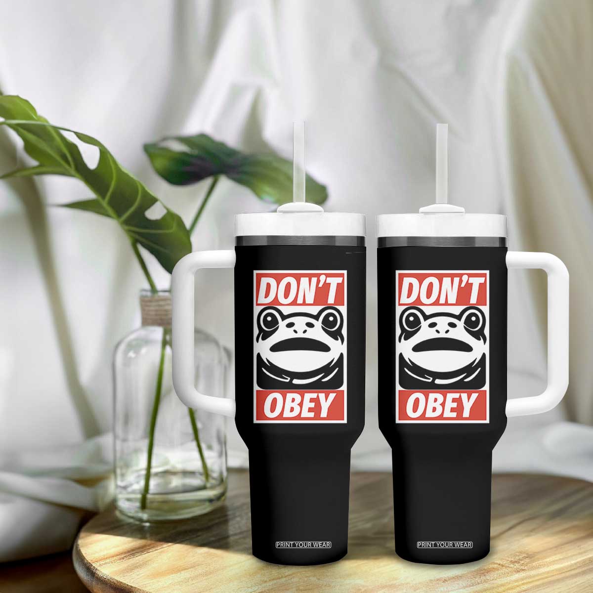 Don't Obey Portland Frog Tumbler With Handle Protest Parody Poster Graphic TS02 Print Your Wear