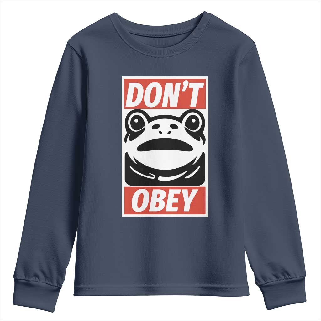 Don't Obey Portland Frog Youth Sweatshirt Protest Parody Poster Graphic TS02 Navy Print Your Wear