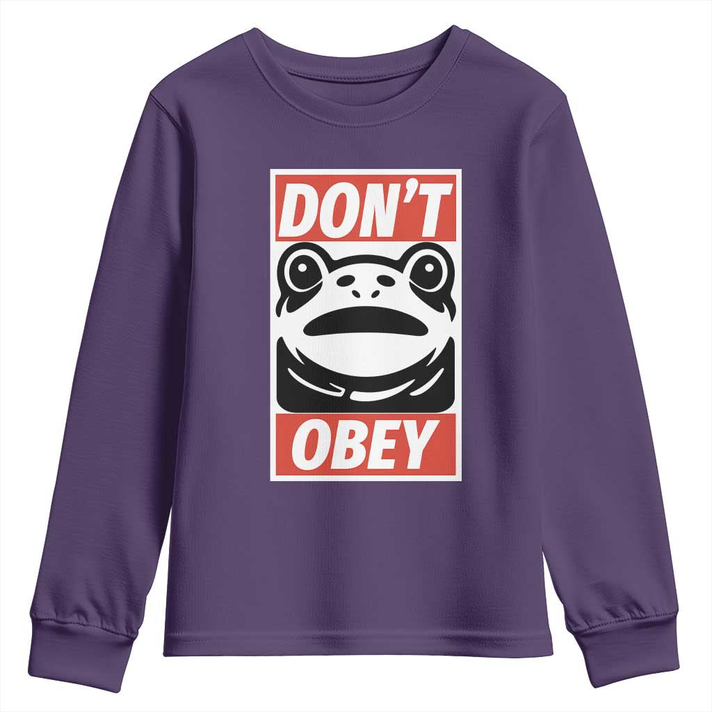 Don't Obey Portland Frog Youth Sweatshirt Protest Parody Poster Graphic TS02 Purple Print Your Wear