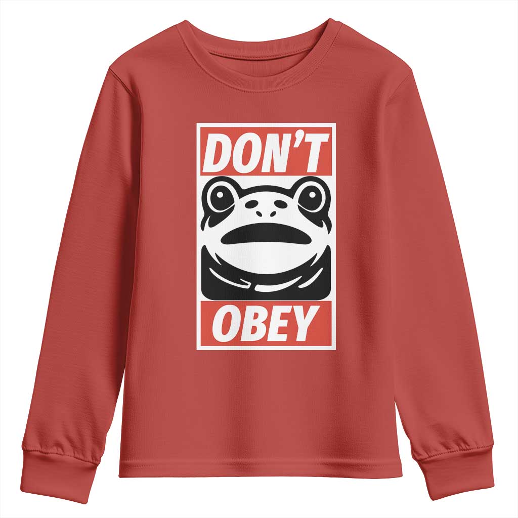 Don't Obey Portland Frog Youth Sweatshirt Protest Parody Poster Graphic TS02 Red Print Your Wear