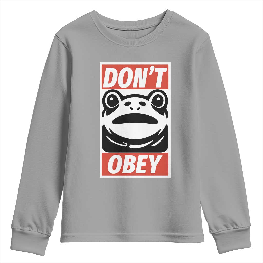 Don't Obey Portland Frog Youth Sweatshirt Protest Parody Poster Graphic TS02 Sport Gray Print Your Wear