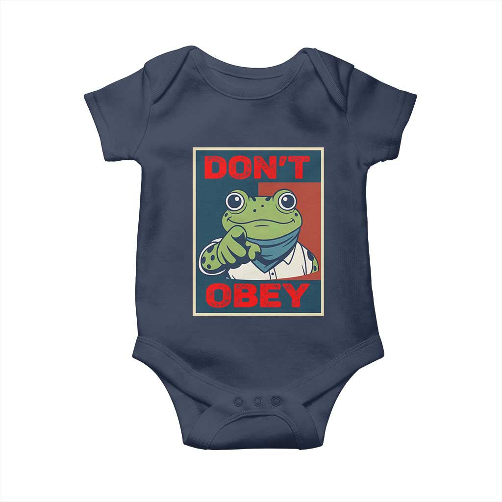 Don't Obey Portland Frog Baby Onesie Frogs Protest Activism Hope Style Poster Graphic TS02 Navy Print Your Wear