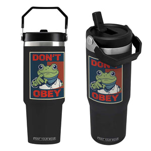 Don't Obey Portland Frog Flip Straw Tumbler Frogs Protest Activism Hope Style Poster Graphic TS02 One Size: 30 oz Black Print Your Wear