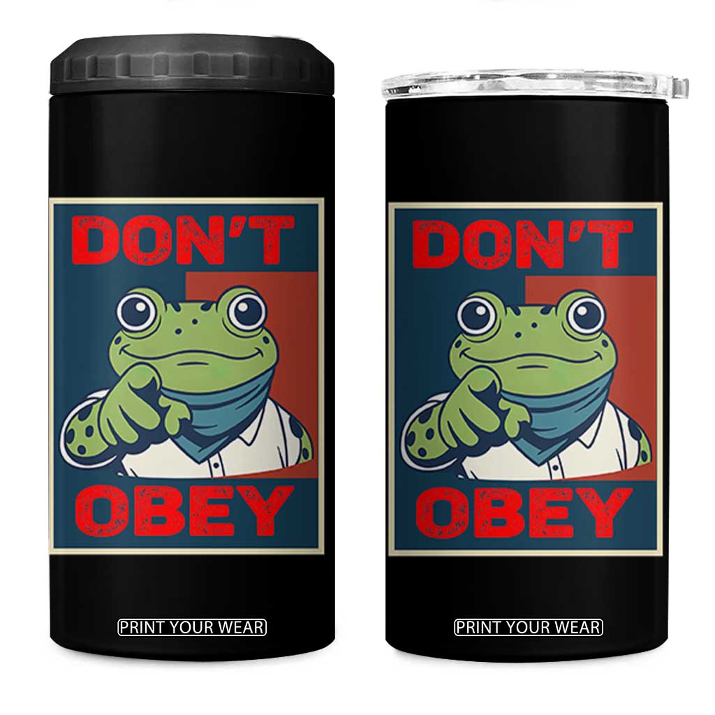 Don't Obey Portland Frog 4 in 1 Can Cooler Tumbler Frogs Protest Activism Hope Style Poster Graphic TS02 One Size: 16 oz Black Print Your Wear