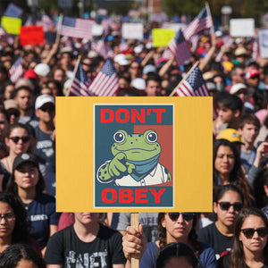 Don't Obey Portland Frog Protest Sign Frogs Protest Activism Hope Style Poster Graphic TS02 Horizontal 18" × 24" Yellow Print Your Wear