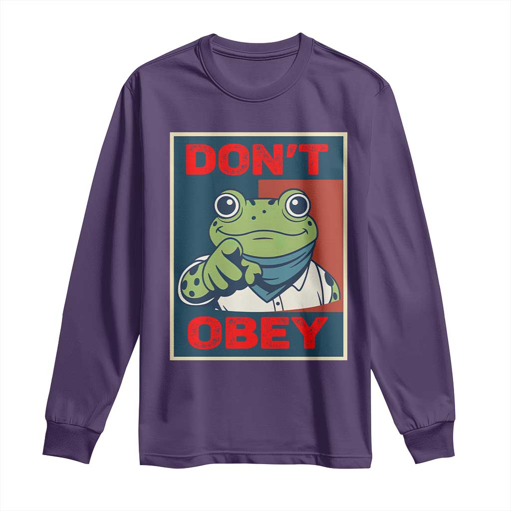 Don't Obey Portland Frog Long Sleeve Shirt Frogs Protest Activism Hope Style Poster Graphic TS02 Purple Print Your Wear