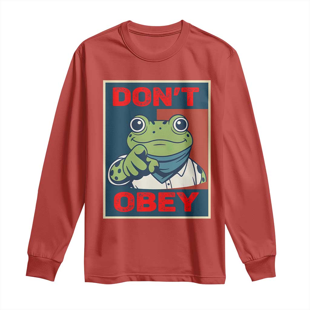 Don't Obey Portland Frog Long Sleeve Shirt Frogs Protest Activism Hope Style Poster Graphic TS02 Red Print Your Wear