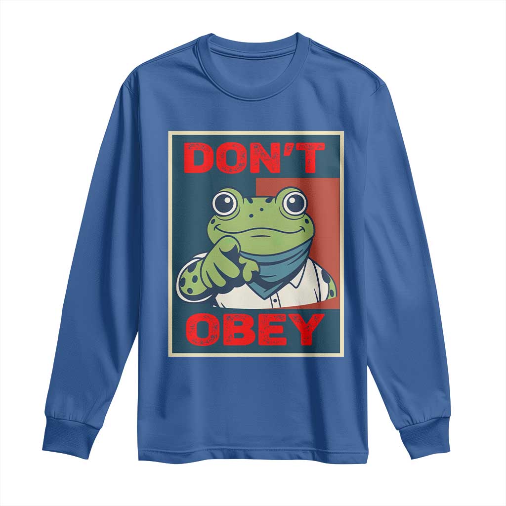 Don't Obey Portland Frog Long Sleeve Shirt Frogs Protest Activism Hope Style Poster Graphic TS02 Royal Blue Print Your Wear