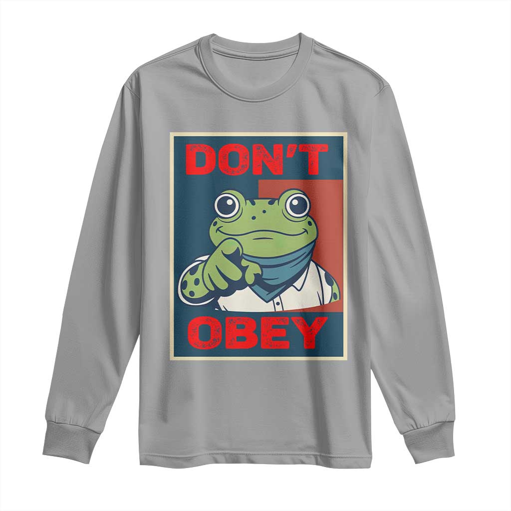 Don't Obey Portland Frog Long Sleeve Shirt Frogs Protest Activism Hope Style Poster Graphic TS02 Sport Gray Print Your Wear