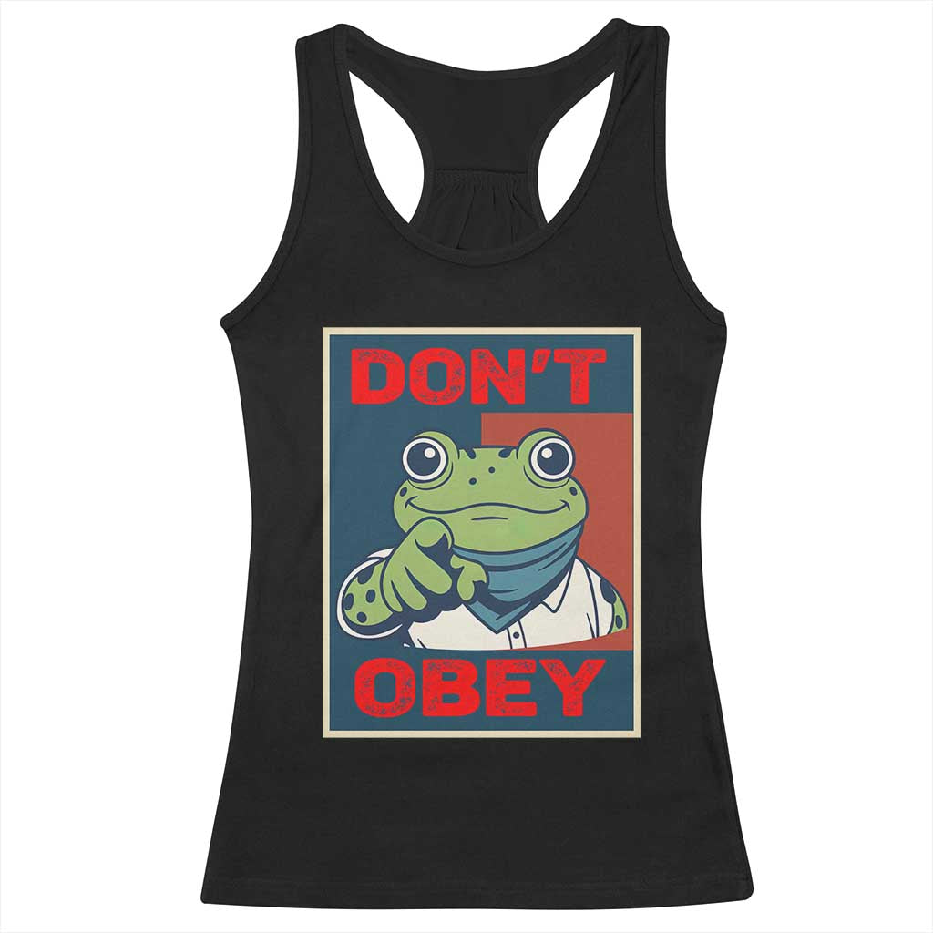 Don't Obey Portland Frog Racerback Tank Top Frogs Protest Activism Hope Style Poster Graphic - Print Your Wear
