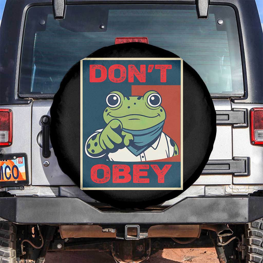 Don't Obey Portland Frog Spare Tire Cover Frogs Protest Activism Hope Style Poster Graphic TS02 No hole Black Print Your Wear