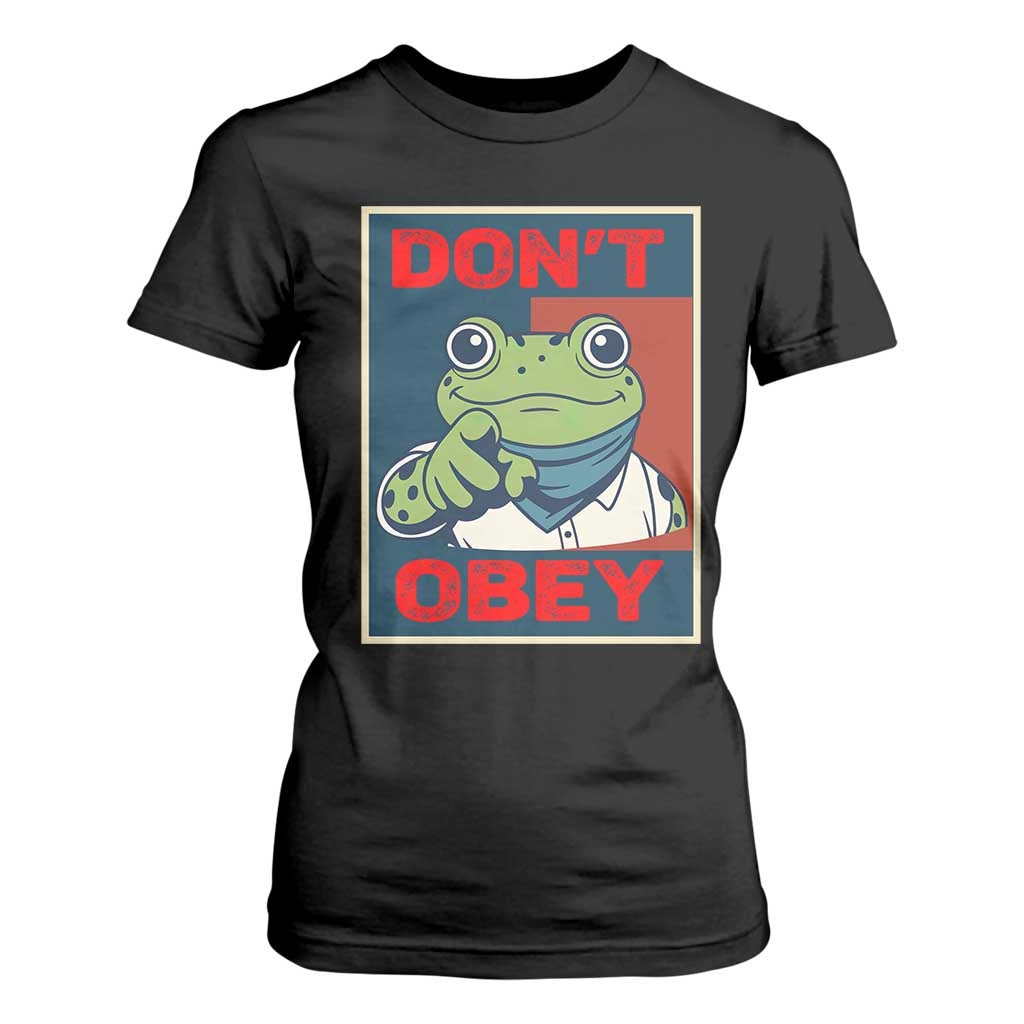 Don't Obey Portland Frog T Shirt For Women Frogs Protest Activism Hope Style Poster Graphic TS02 Black Print Your Wear