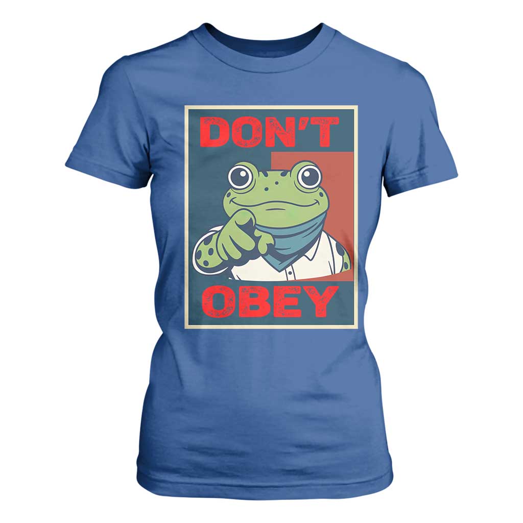 Don't Obey Portland Frog T Shirt For Women Frogs Protest Activism Hope Style Poster Graphic TS02 Royal Blue Print Your Wear