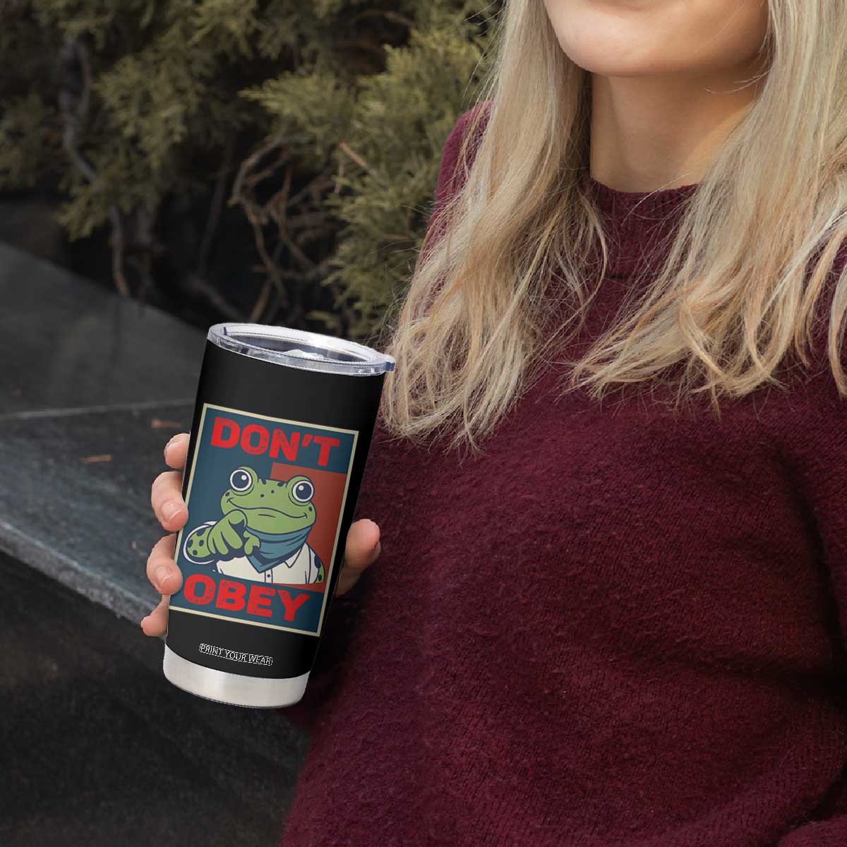 Don't Obey Portland Frog Tumbler Cup Frogs Protest Activism Hope Style Poster Graphic TS02 Print Your Wear