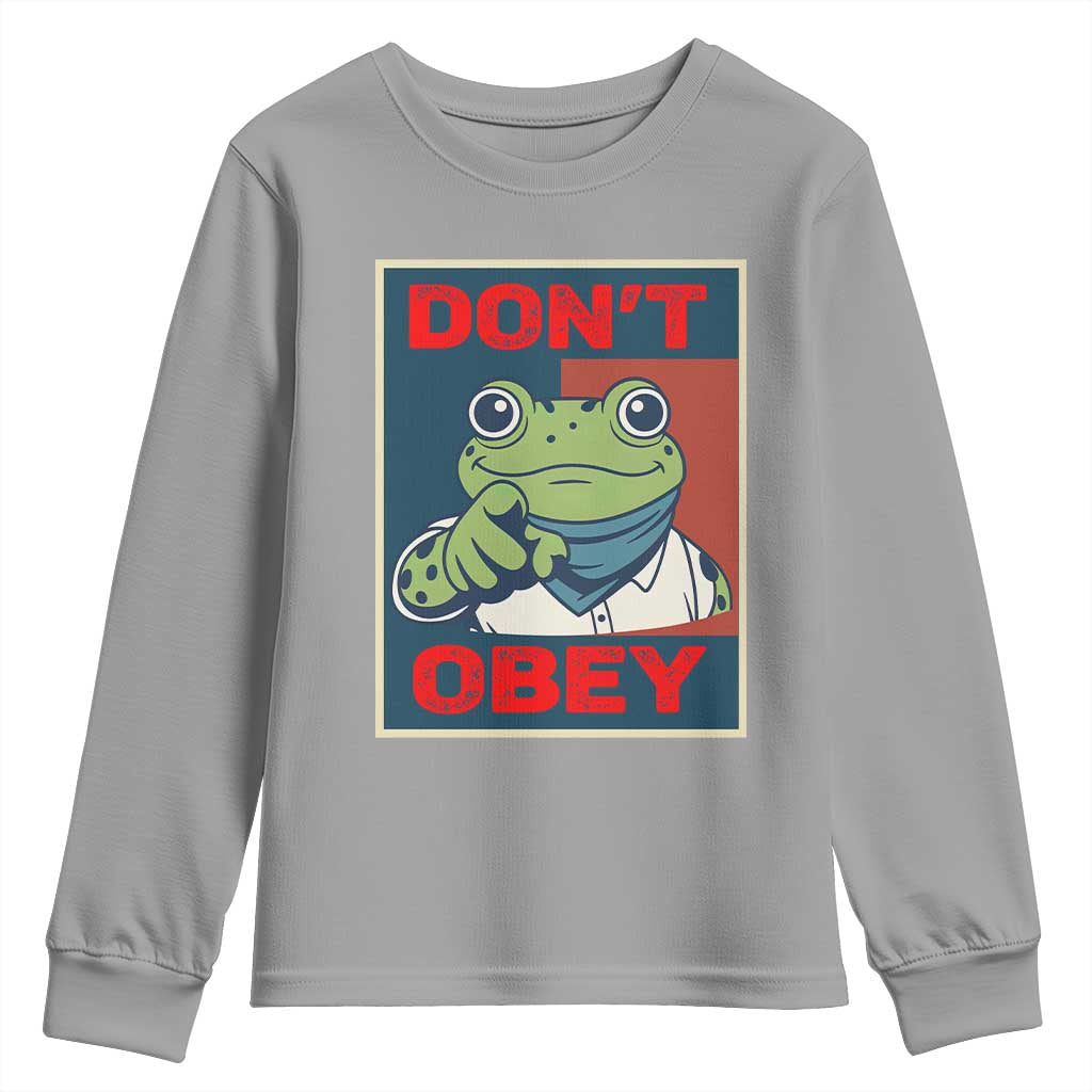 Don't Obey Portland Frog Youth Sweatshirt Frogs Protest Activism Hope Style Poster Graphic TS02 Sport Gray Print Your Wear