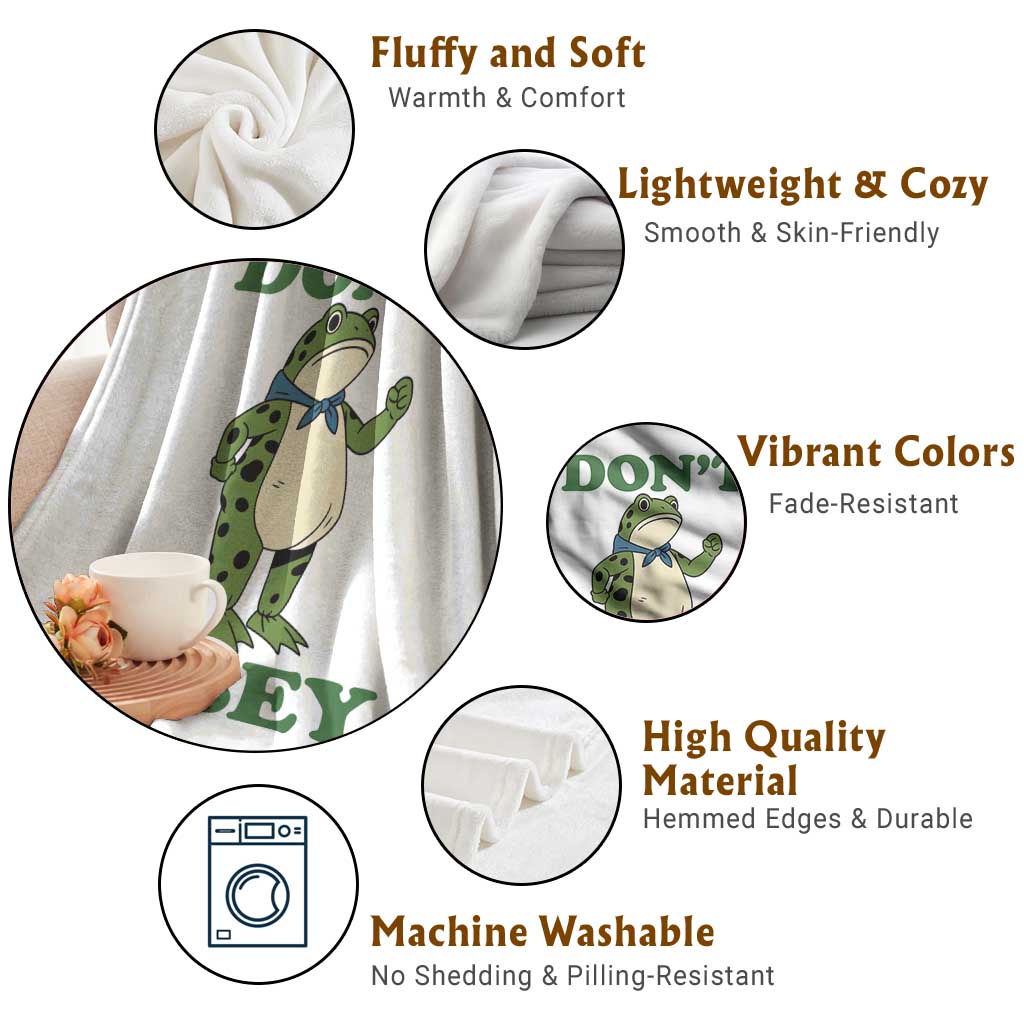 Don't Obey Portland Frog Throw Blanket Resist Inflatable Frogs Protest TS02 Print Your Wear