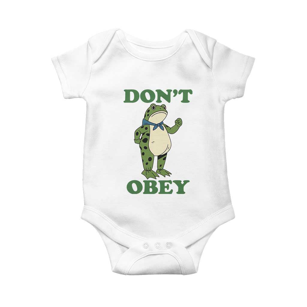 Don't Obey Portland Frog Baby Onesie Resist Inflatable Frogs Protest TS02 White Print Your Wear