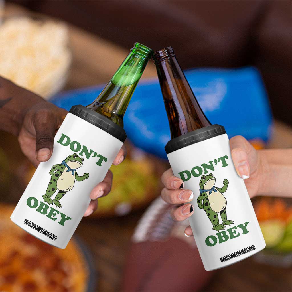 Don't Obey Portland Frog 4 in 1 Can Cooler Tumbler Resist Inflatable Frogs Protest TS02 Print Your Wear