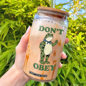 Don't Obey Portland Frog Glass Can Resist Inflatable Frogs Protest TS02 White Print Your Wear