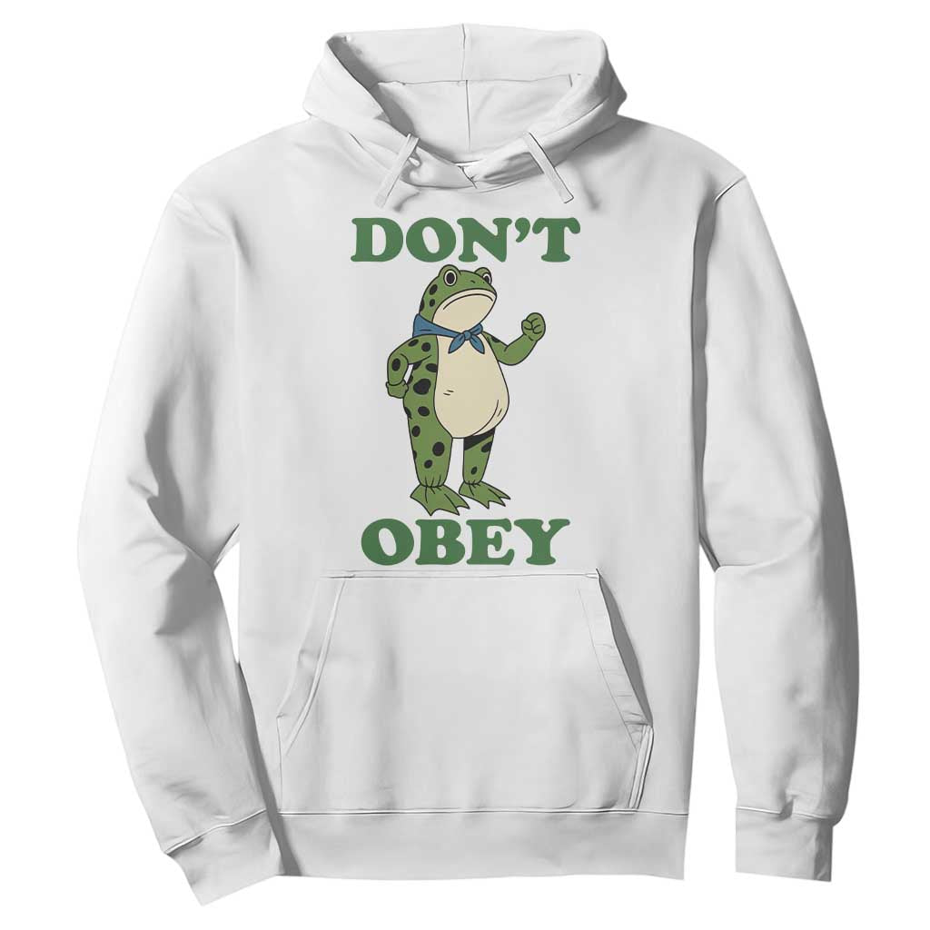 Don't Obey Portland Frog Hoodie Resist Inflatable Frogs Protest TS02 White Print Your Wear