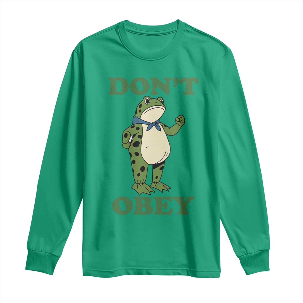 Don't Obey Portland Frog Long Sleeve Shirt Resist Inflatable Frogs Protest TS02 Irish Green Print Your Wear