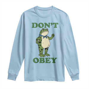 Don't Obey Portland Frog Long Sleeve Shirt Resist Inflatable Frogs Protest TS02 Light Blue Print Your Wear