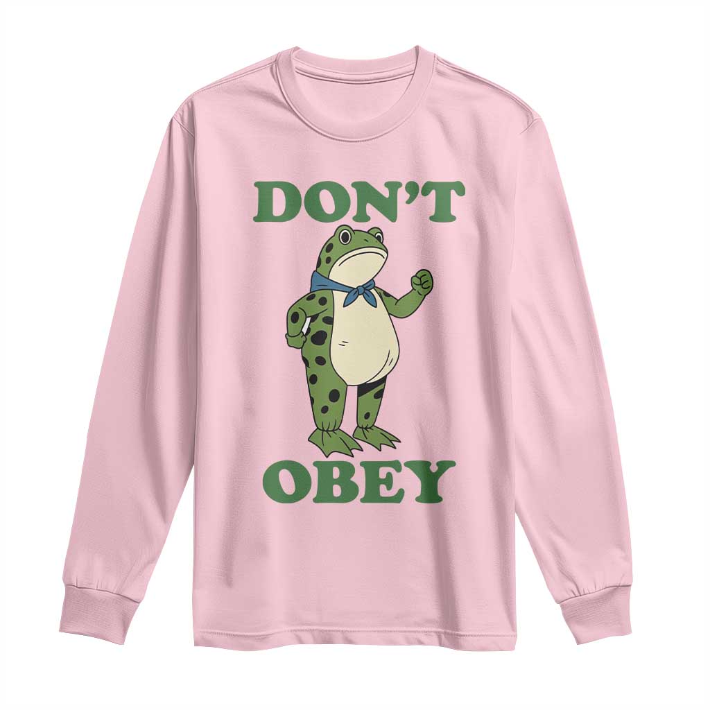 Don't Obey Portland Frog Long Sleeve Shirt Resist Inflatable Frogs Protest TS02 Light Pink Print Your Wear