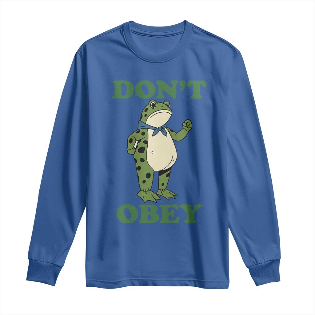 Don't Obey Portland Frog Long Sleeve Shirt Resist Inflatable Frogs Protest TS02 Royal Blue Print Your Wear