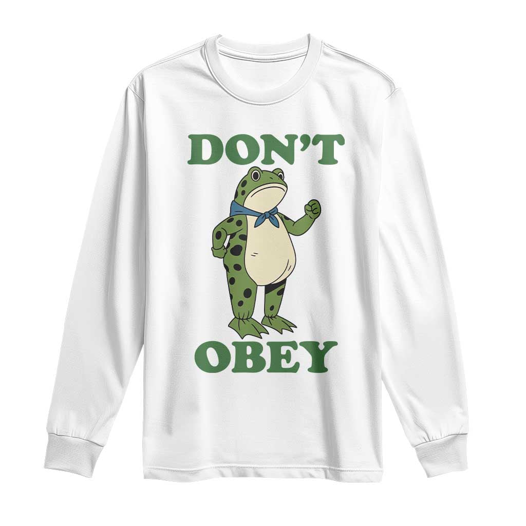 Don't Obey Portland Frog Long Sleeve Shirt Resist Inflatable Frogs Protest TS02 White Print Your Wear