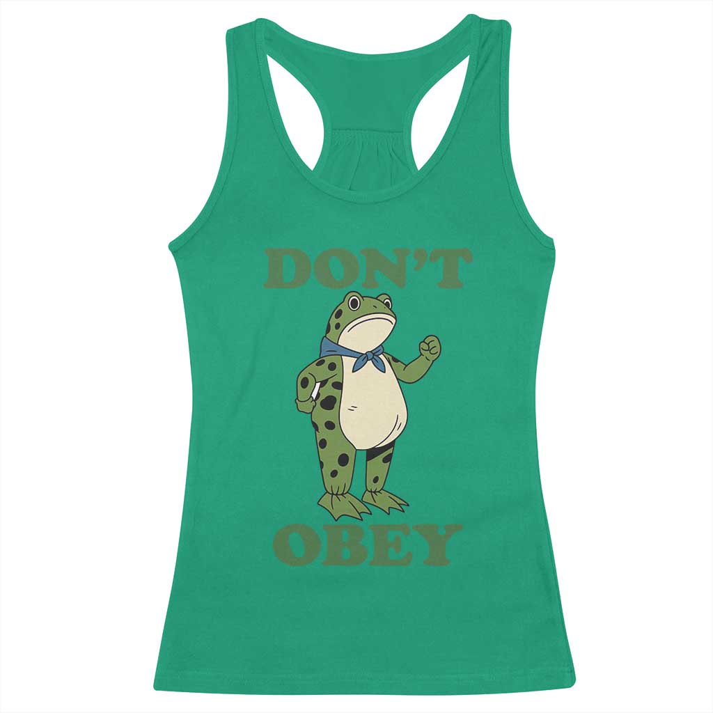 Don't Obey Portland Frog Racerback Tank Top Resist Inflatable Frogs Protest TS02 Irish Green Print Your Wear