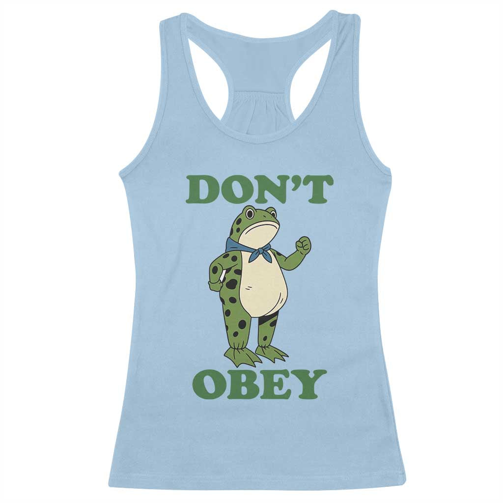 Don't Obey Portland Frog Racerback Tank Top Resist Inflatable Frogs Protest TS02 Light Blue Print Your Wear
