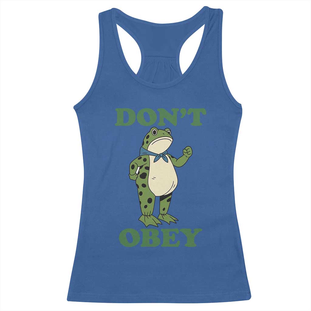 Don't Obey Portland Frog Racerback Tank Top Resist Inflatable Frogs Protest TS02 Royal Blue Print Your Wear