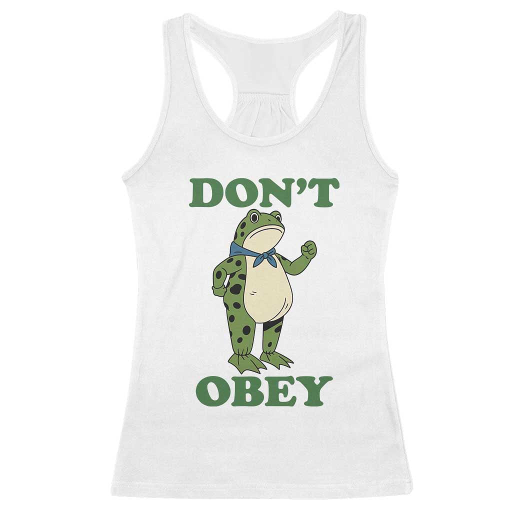 Don't Obey Portland Frog Racerback Tank Top Resist Inflatable Frogs Protest - Print Your Wear