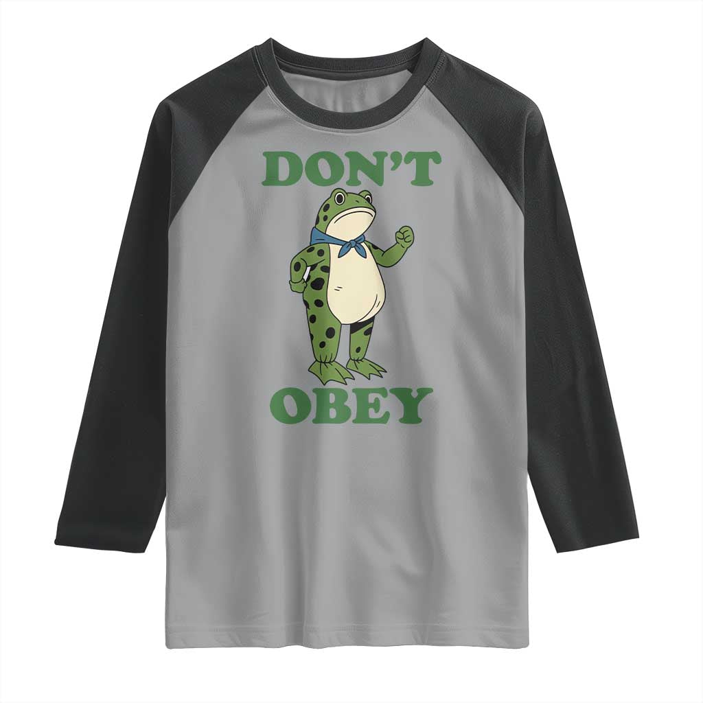 Don't Obey Portland Frog Raglan Shirt Resist Inflatable Frogs Protest TS02 Sport Gray Black Print Your Wear