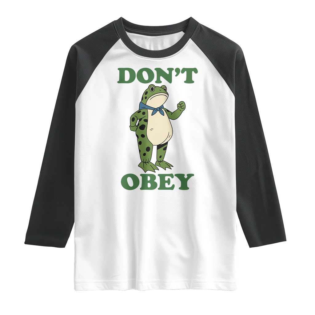 Don't Obey Portland Frog Raglan Shirt Resist Inflatable Frogs Protest TS02 White Black Print Your Wear