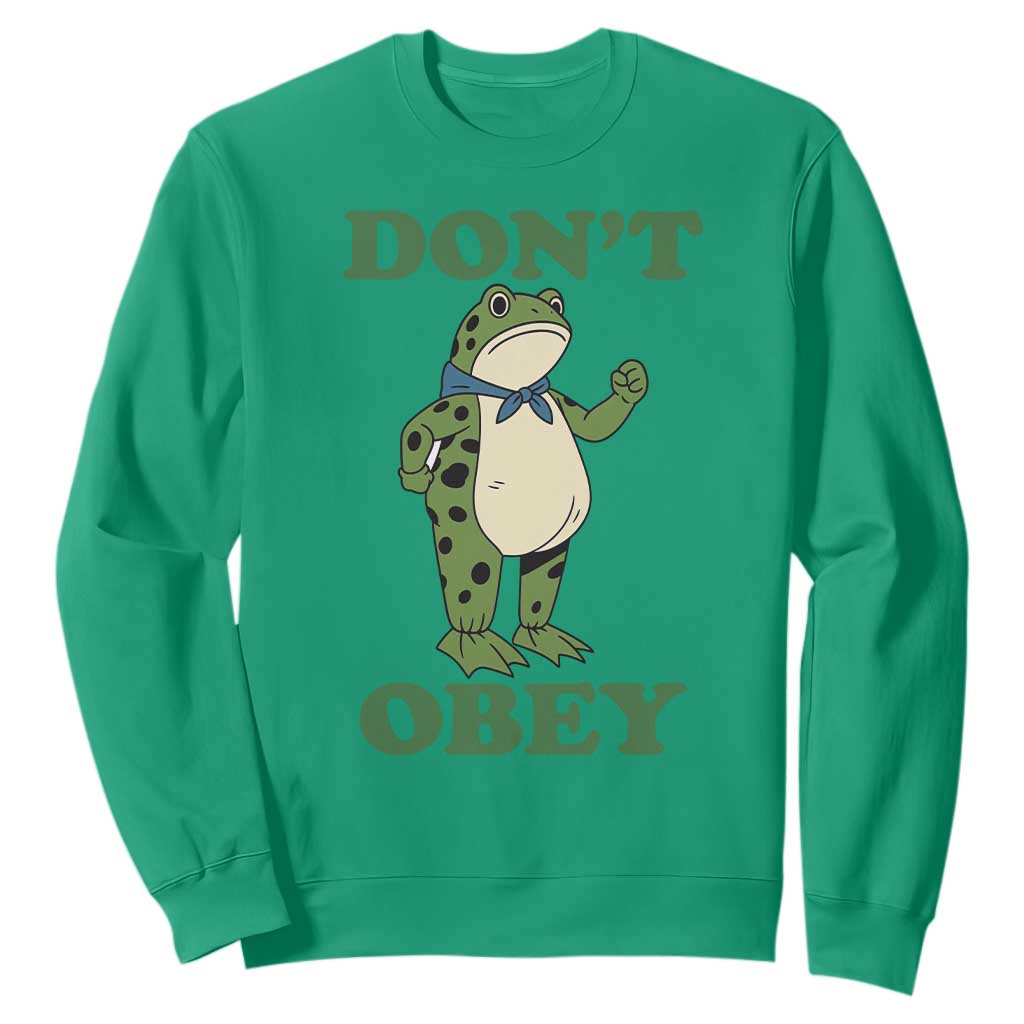 Don't Obey Portland Frog Sweatshirt Resist Inflatable Frogs Protest TS02 Irish Green Print Your Wear
