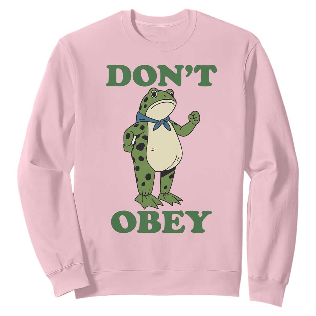Don't Obey Portland Frog Sweatshirt Resist Inflatable Frogs Protest TS02 Light Pink Print Your Wear